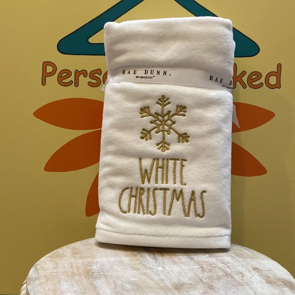 Rae Dunn WHITE CHRISTMAS Hand Towels